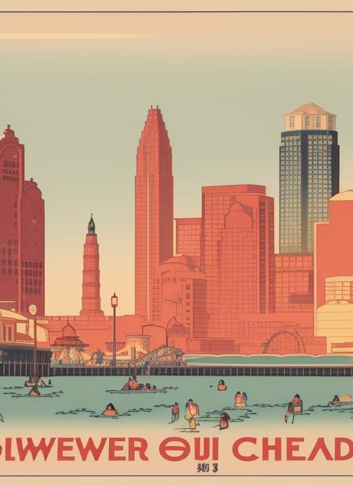 Edgewater Park Art Deco Travel Poster