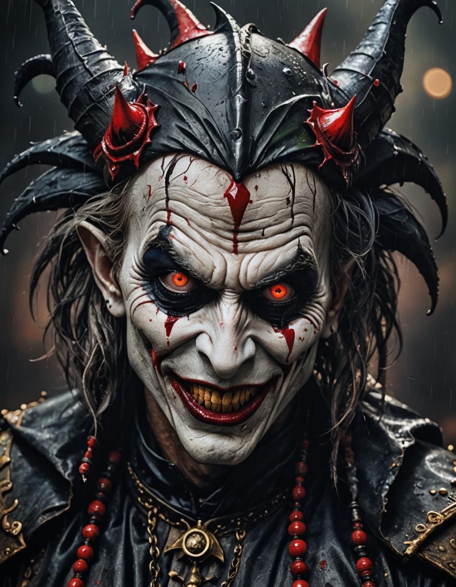 Deranged Jester in Dark Fantasy Style