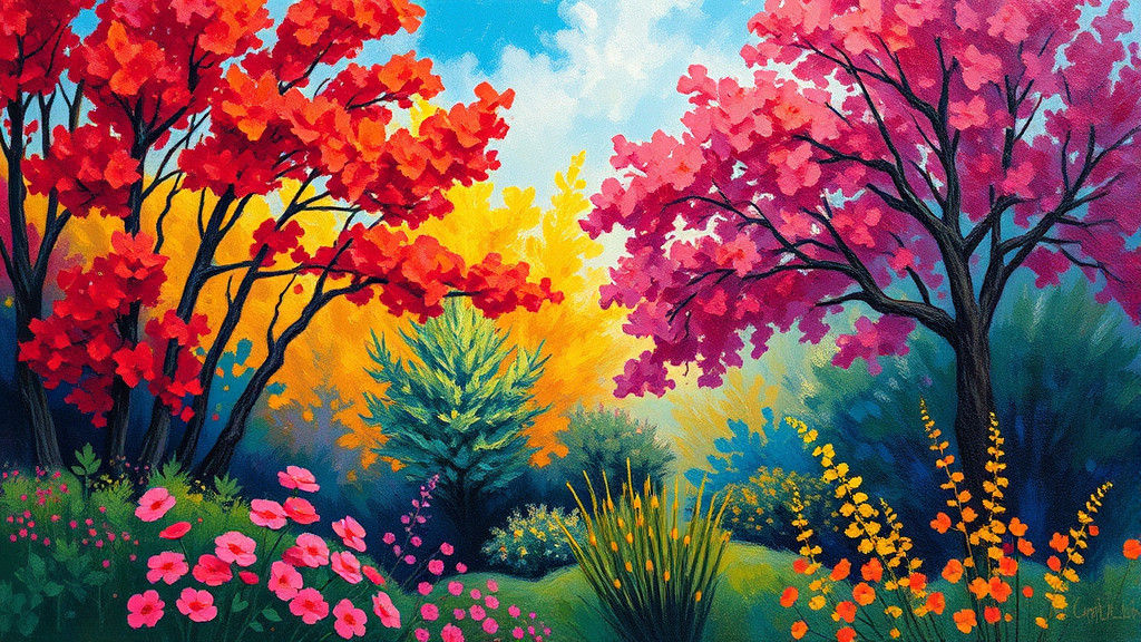 Vibrant Centralized Oil Painting in Impressionistic Style