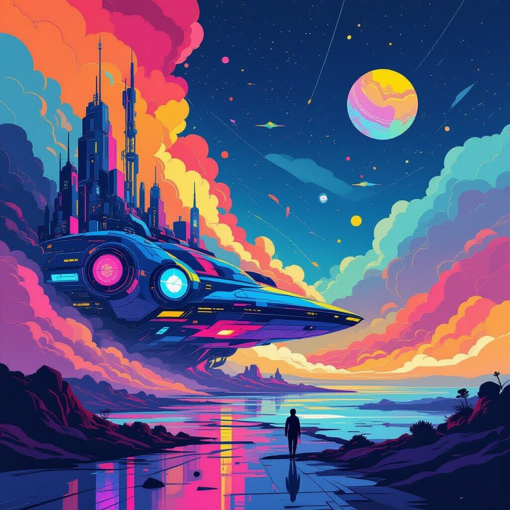 Vibrant Futuristic Abstract Composition