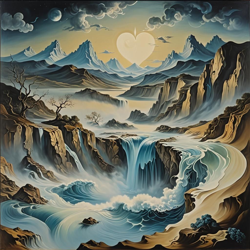 Surreal Moonlight Landscape in Dali Style