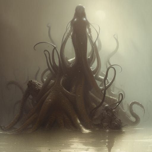 Horror Octopus Gang in Doré Style