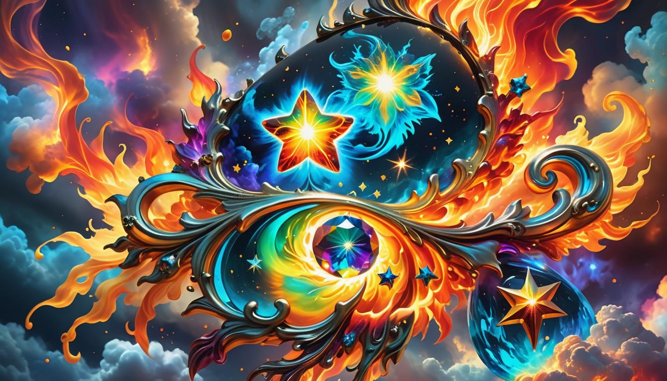 Fire Elemental Gemstone in a Swirling Display