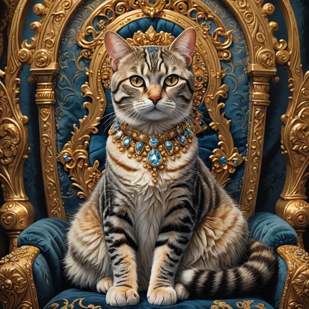 Regal American Shorthair Cat Portrait in Fantasy Style