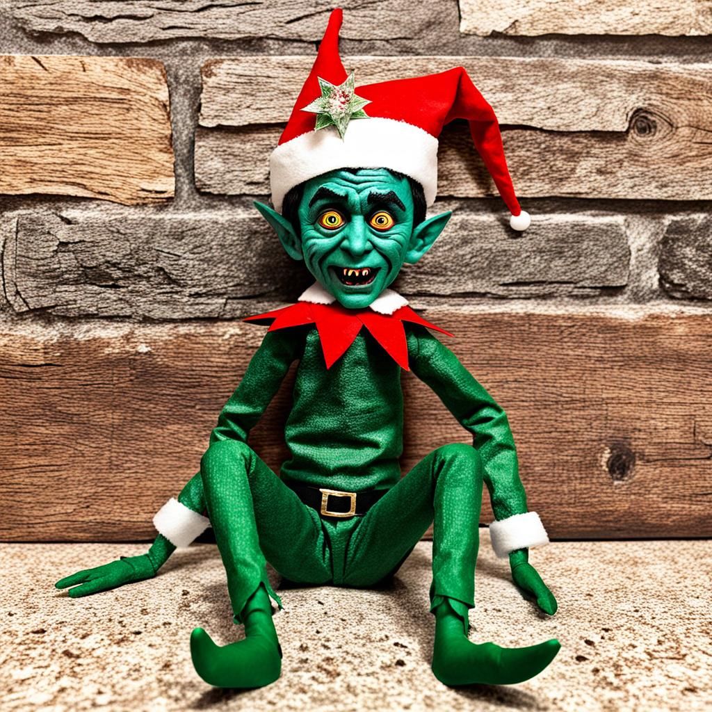 Demonic Evil Elf on a Shelf in Dark Fantasy Style