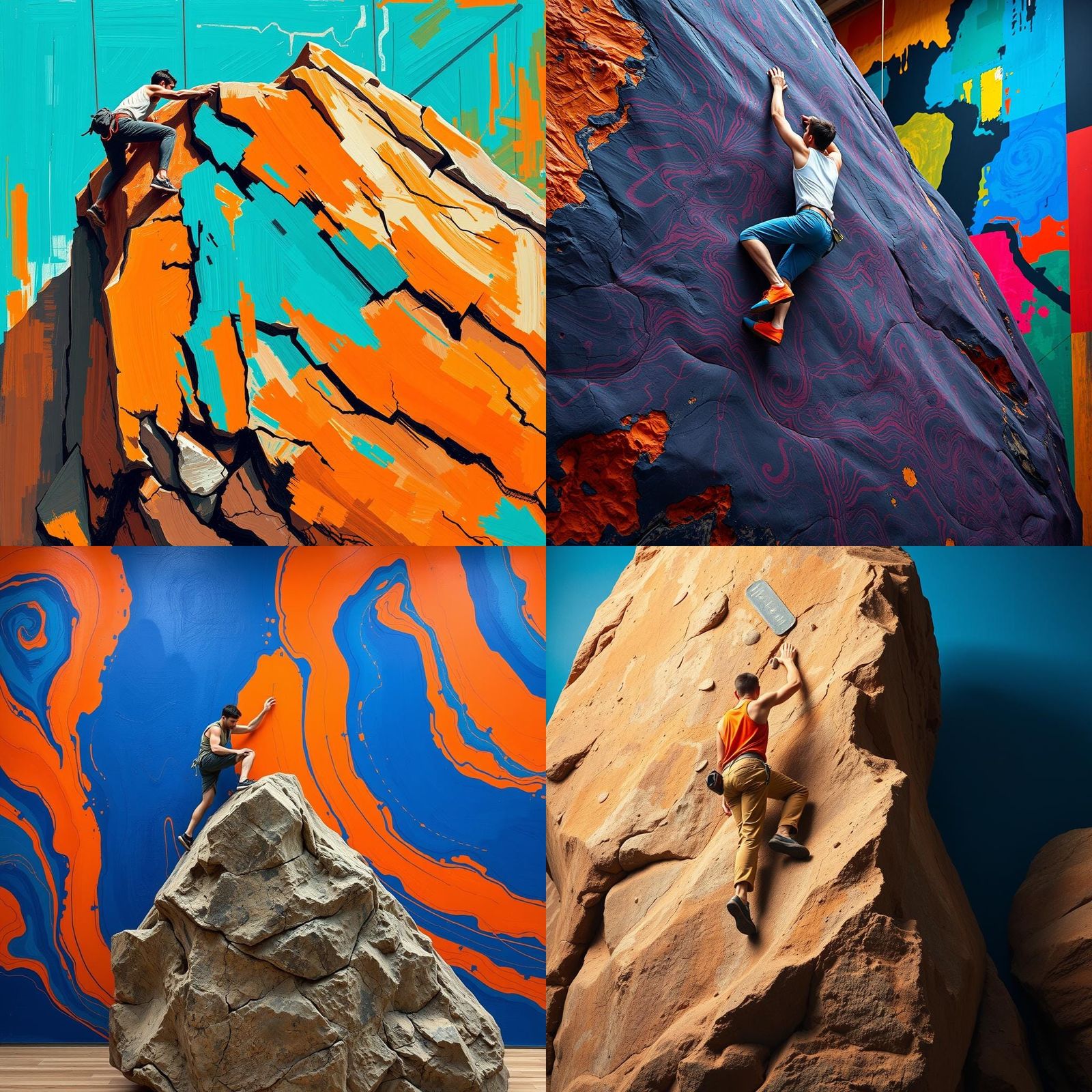 Indoor Rock Climber in Abstract Art Style