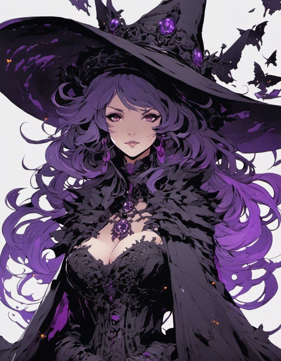 Gothic Anime Witch with Dark Magic, Masterpiece