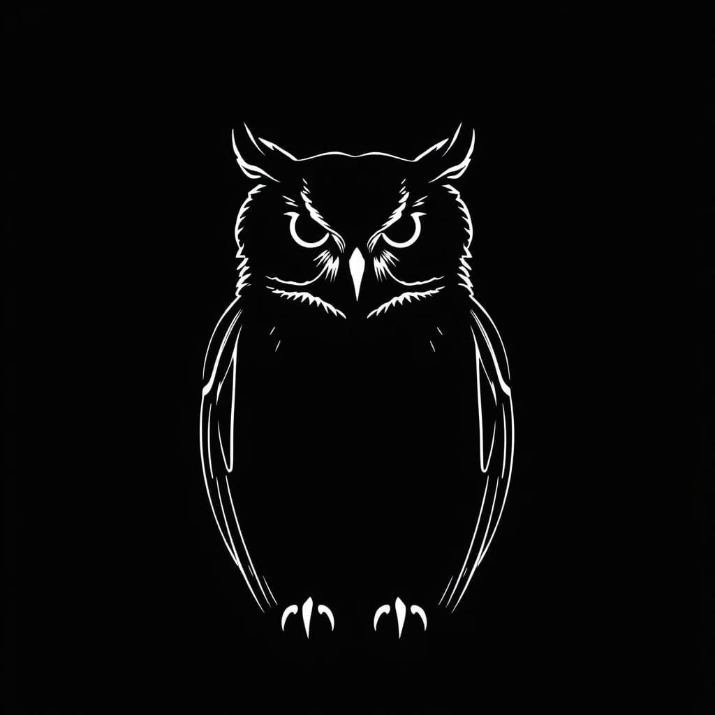 Surreal Owl Silhouette in Minimalist Style