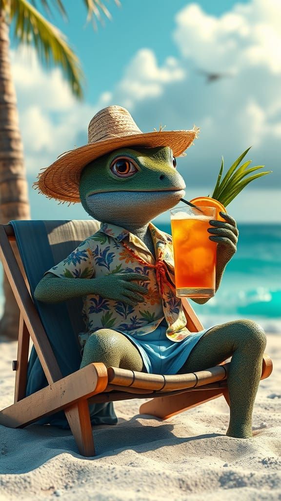 Geico Gecko on Vacation: Digital Matte Painting