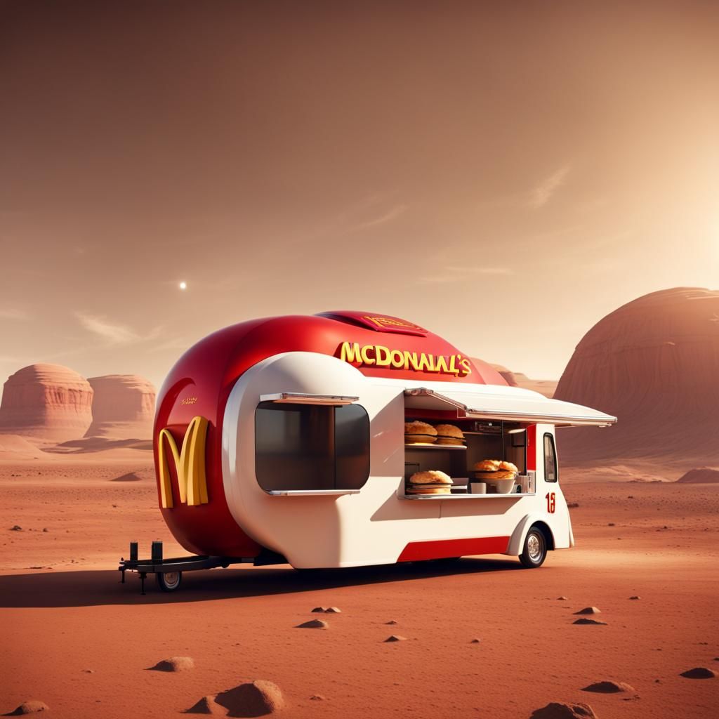 Futuristic food truck on Mars
