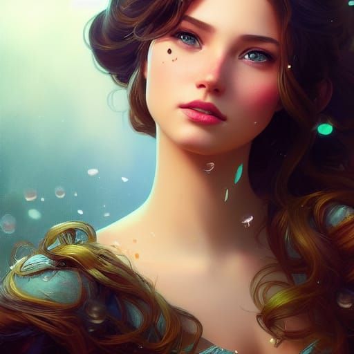 Hyperdetailed Disney Princess Portrait in Art Nouveau Style