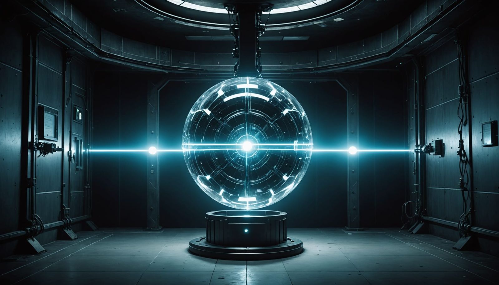 Glowing Element 115 Crystal in Futuristic Lab