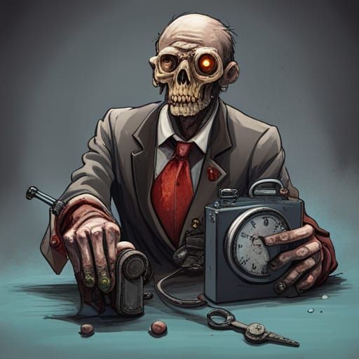 Clockwork Zombie Figure in Gothic Style