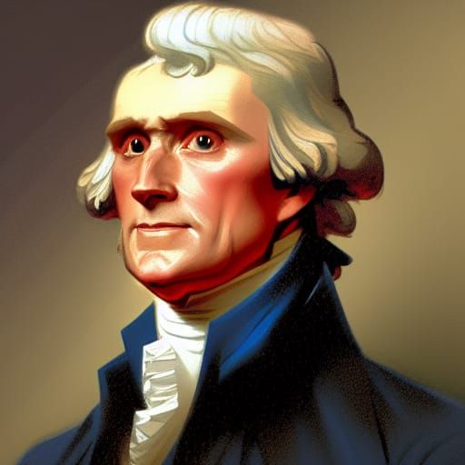 Hyperdetailed Portrait of Thomas Jefferson in Art Nouveau St...