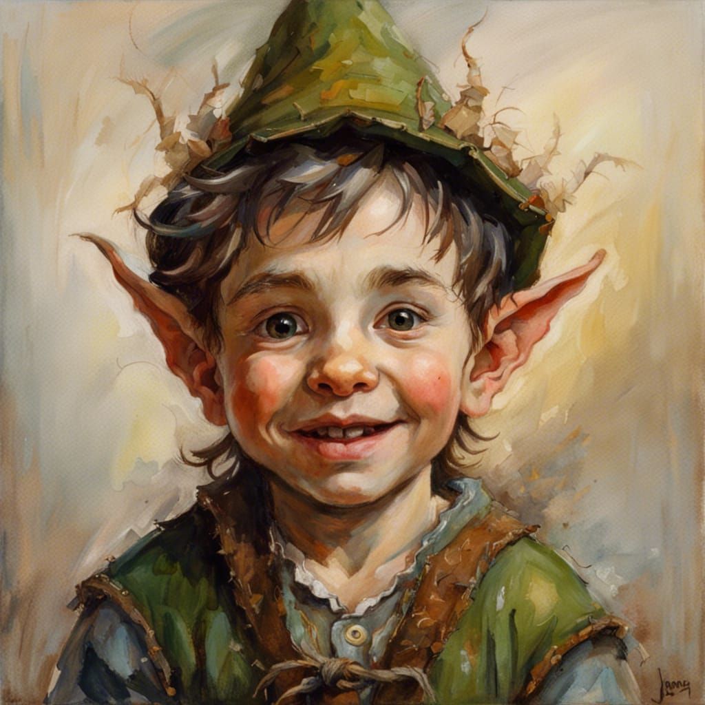 Heartwarming Portrait of a Happy Elf Boy