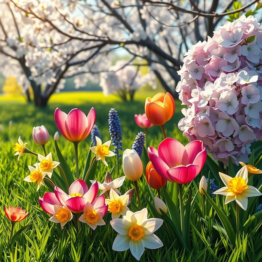 Vibrant Spring Floral Wonderland in Impressionist Oil Painti...