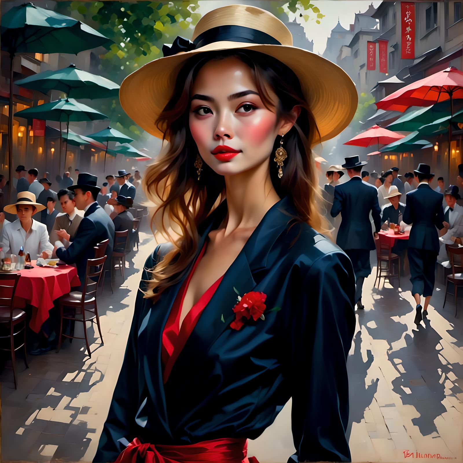 Portrait of a Beautiful Tan Skinned Japanese Woman