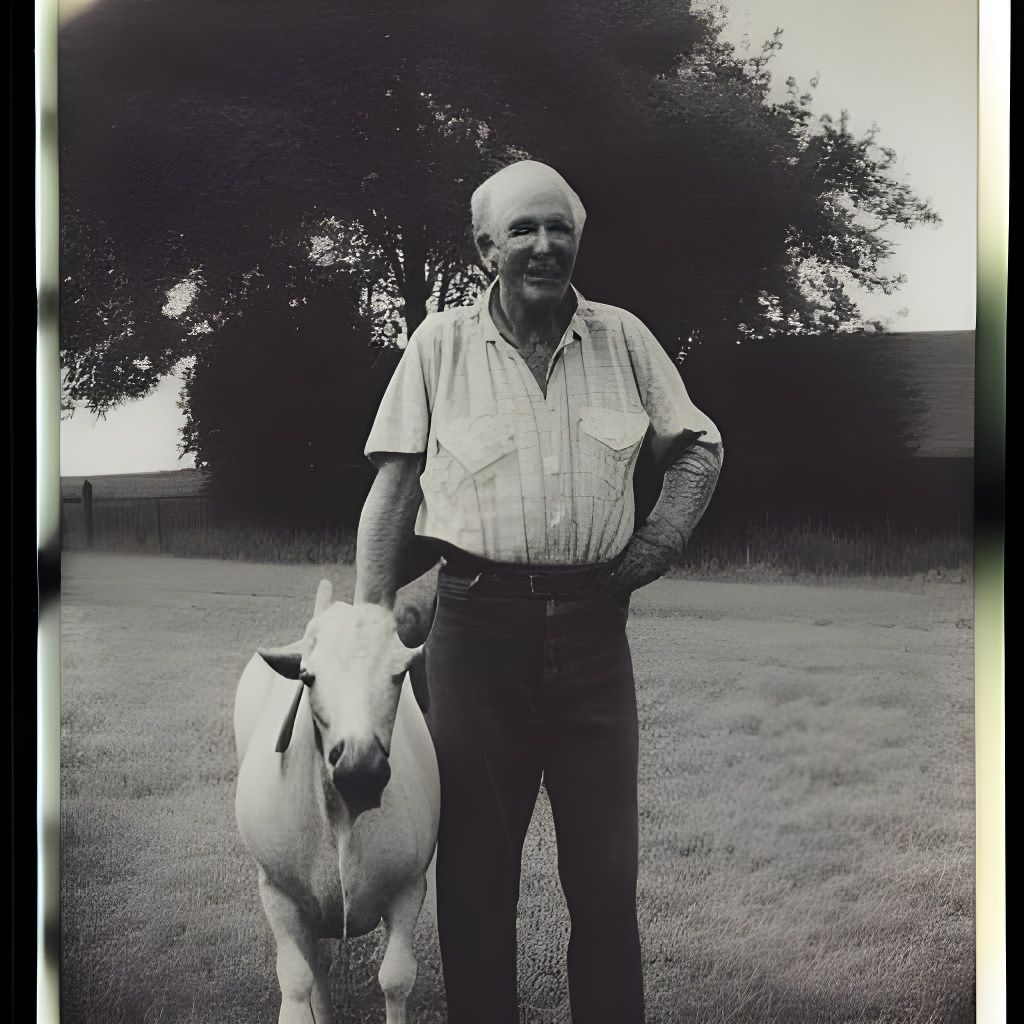 Vintage Polaroid of Farmer and Horse
