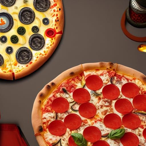 Detailed Matte Painting of a Pizza Party