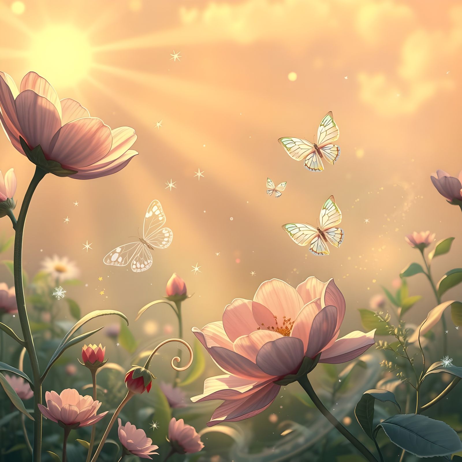 Dreamy Celestial Garden in Pastel Hues