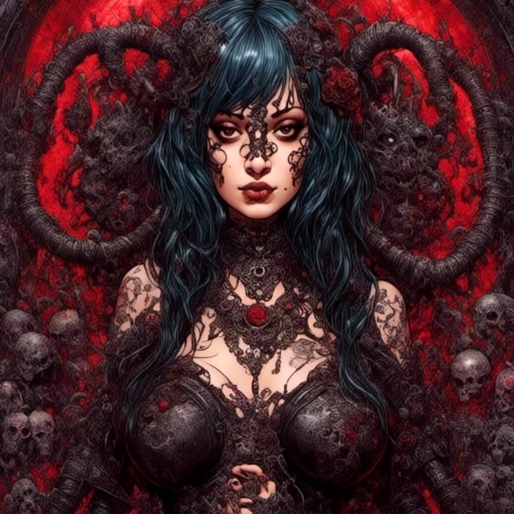 Surreal Gates of Hell in Rococo Horror Style