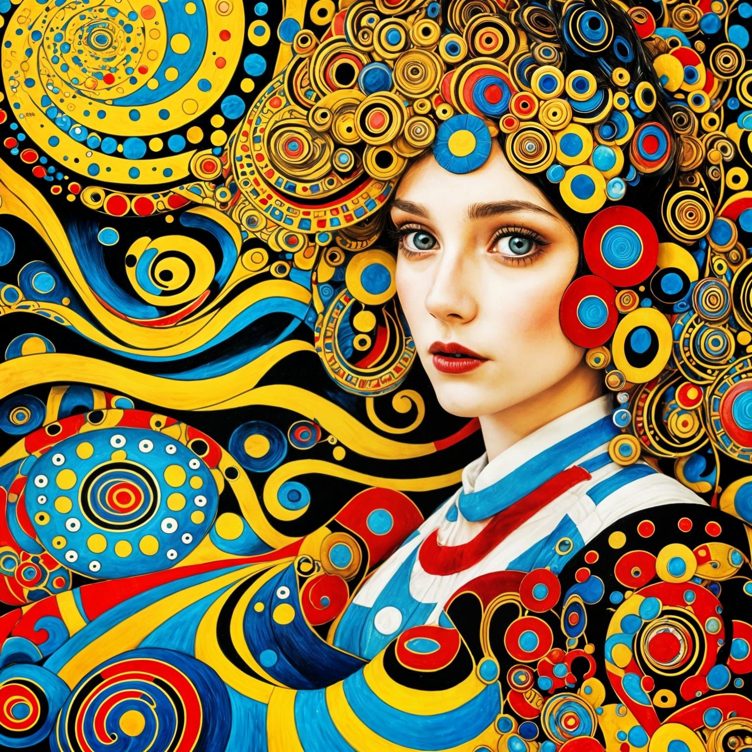 Gustav Klimt-Inspired Portrait of Alice in Wonderland