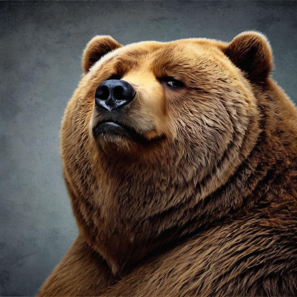 Comical, Disdainful Grizzly Bear with Exaggerated Sneer