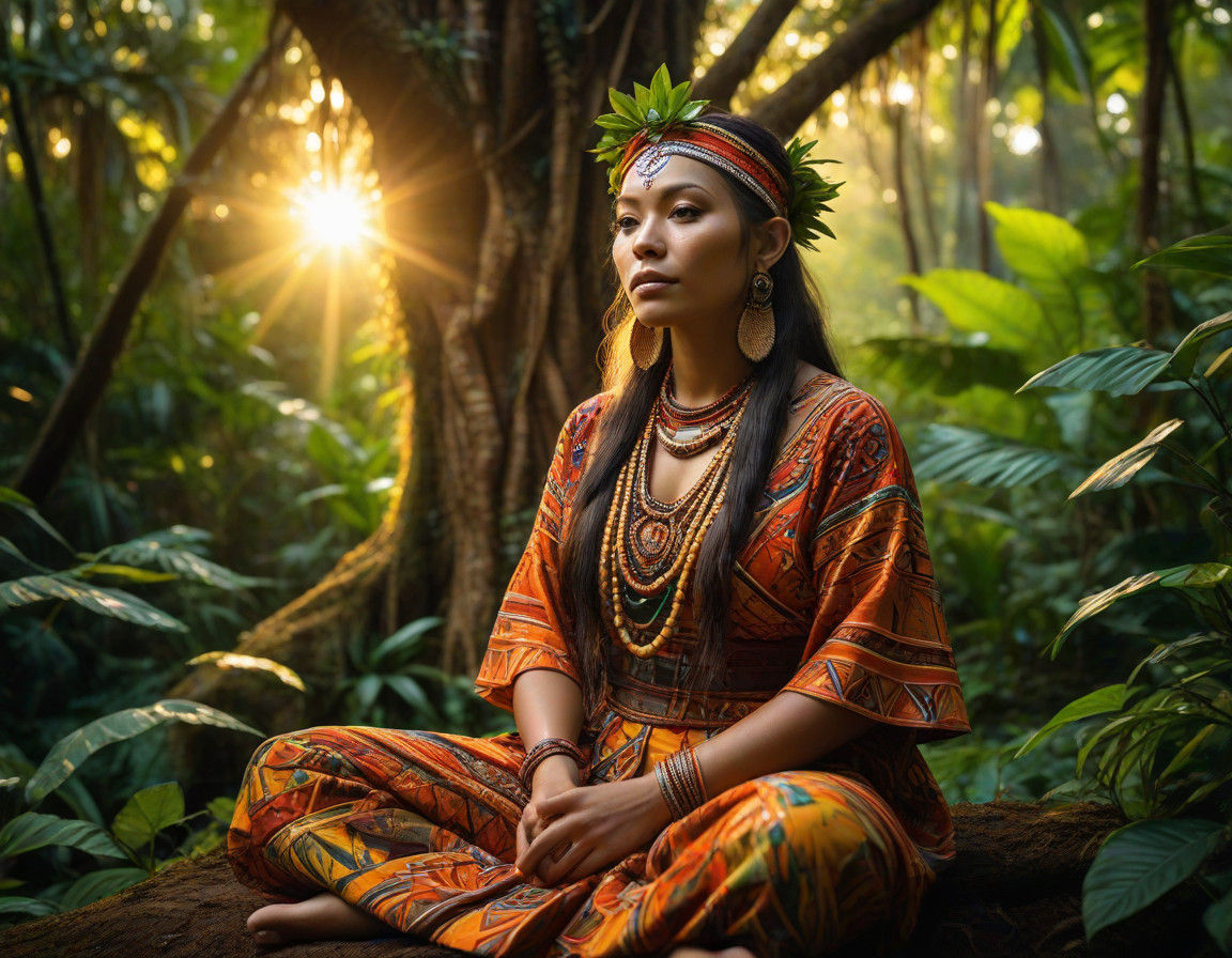 Surreal Amazonian Tribal Art Merging with Nature's Majesty