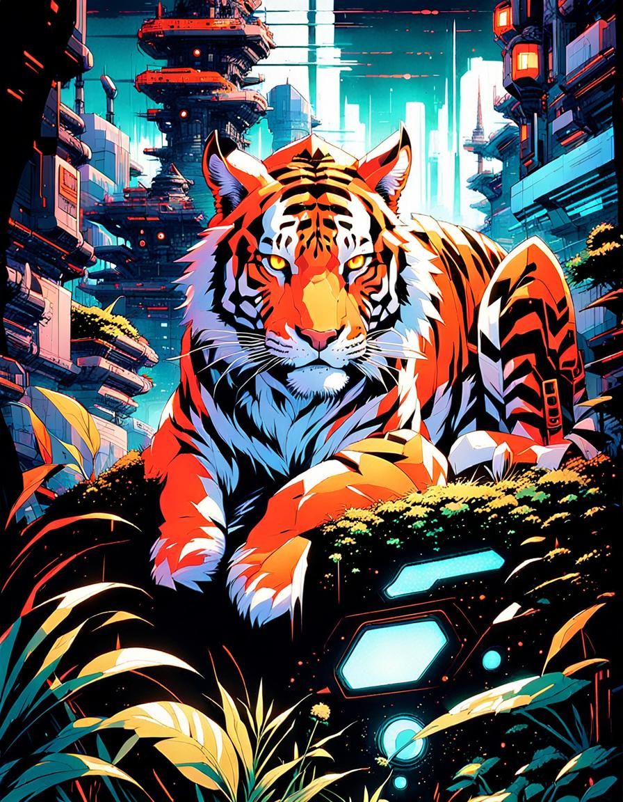 Retro-Futuristic Sci-Fi Mech in Anime Style