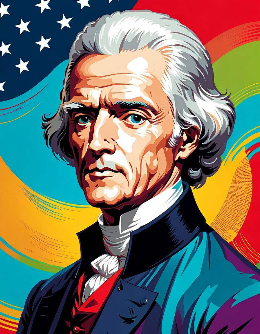 Thomas Jefferson Portrait in Dynamic Funk Art Style