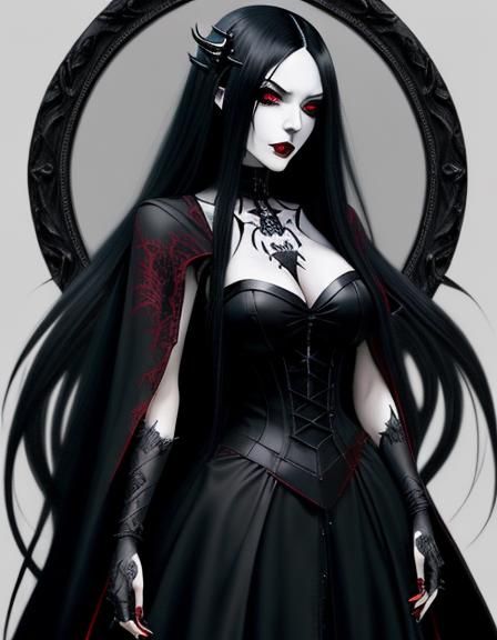 Gothic Anime Vampire Knight with Long Black Hair