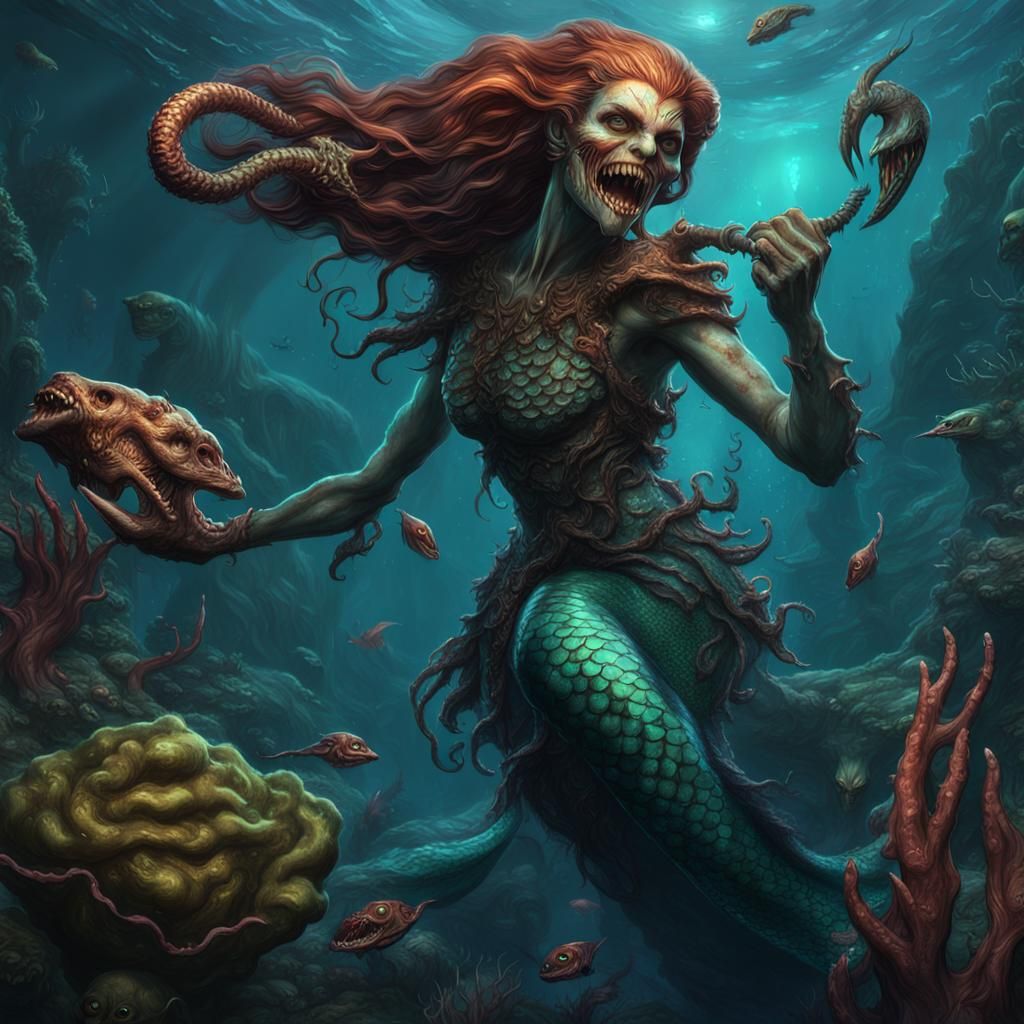 Lovecraftian Deep One Mermaid Brigand