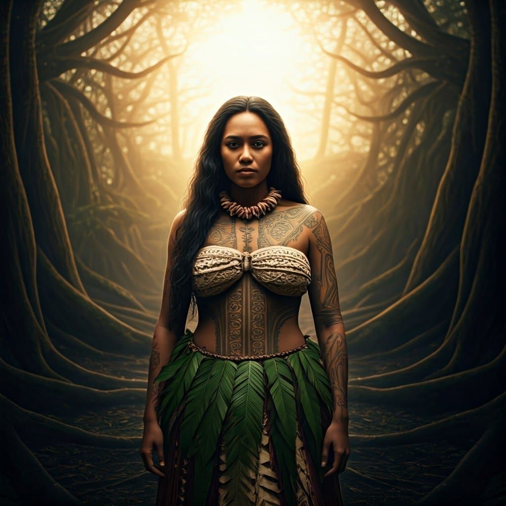 Samoan Goddess in Tropical Sunset Glory