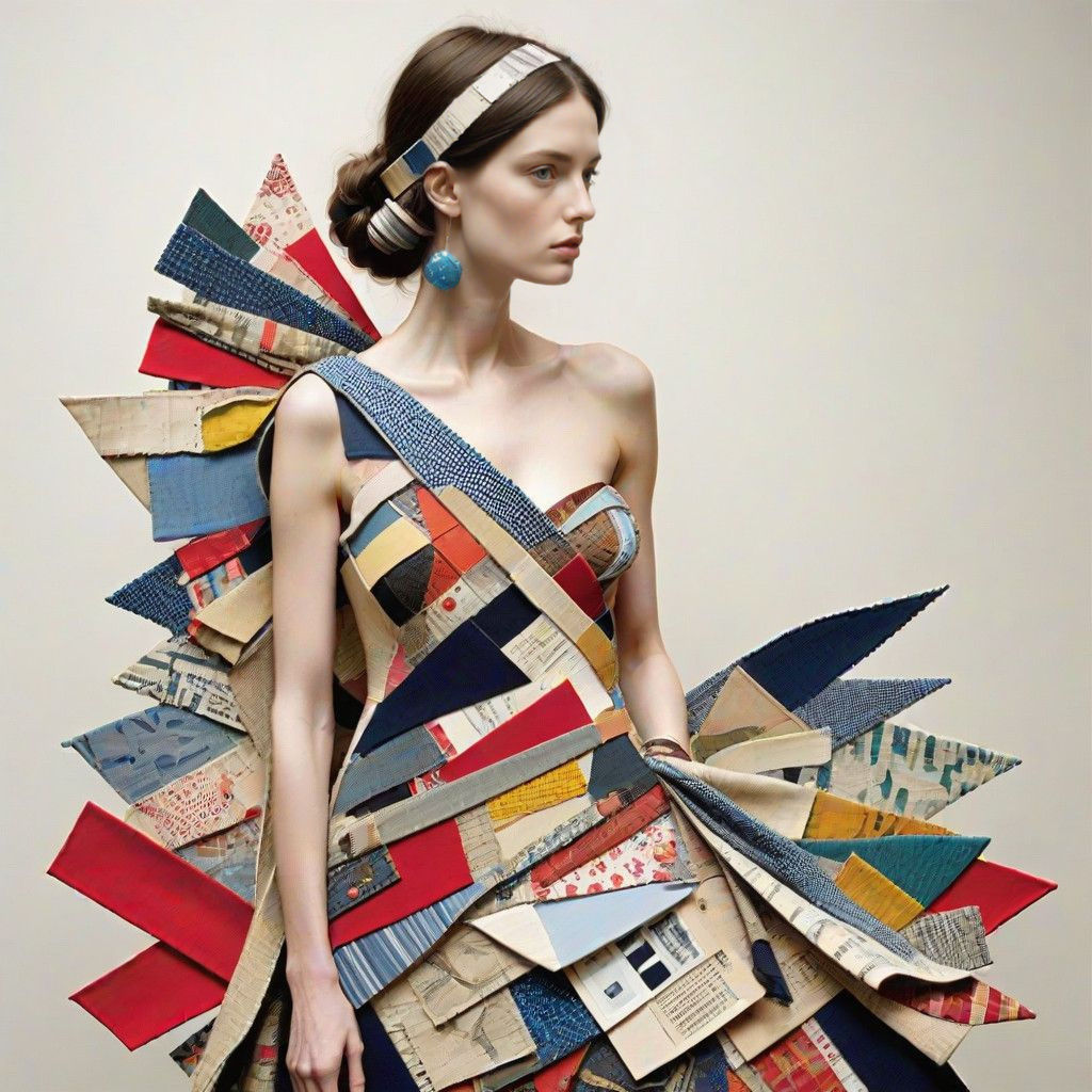 Textile Fragment Collage Altering Advertising Messages