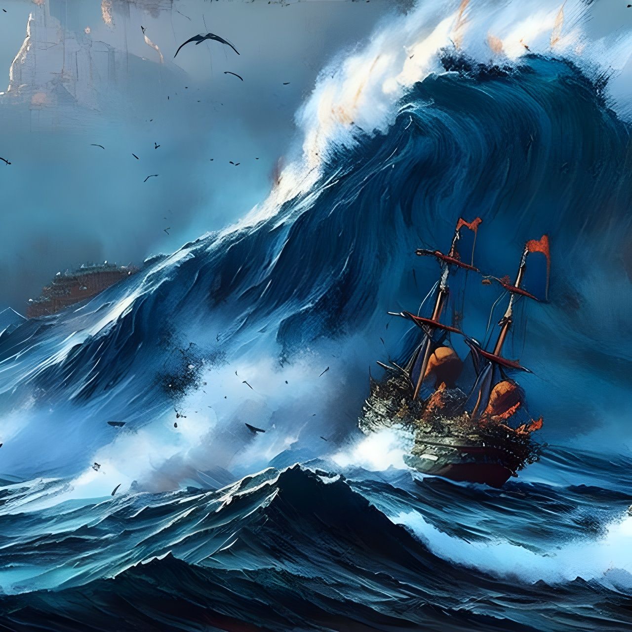Epic Pirate Ship on Stormy Seas