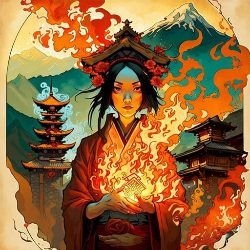 Enchanting Fire Mage Conjuring Flames