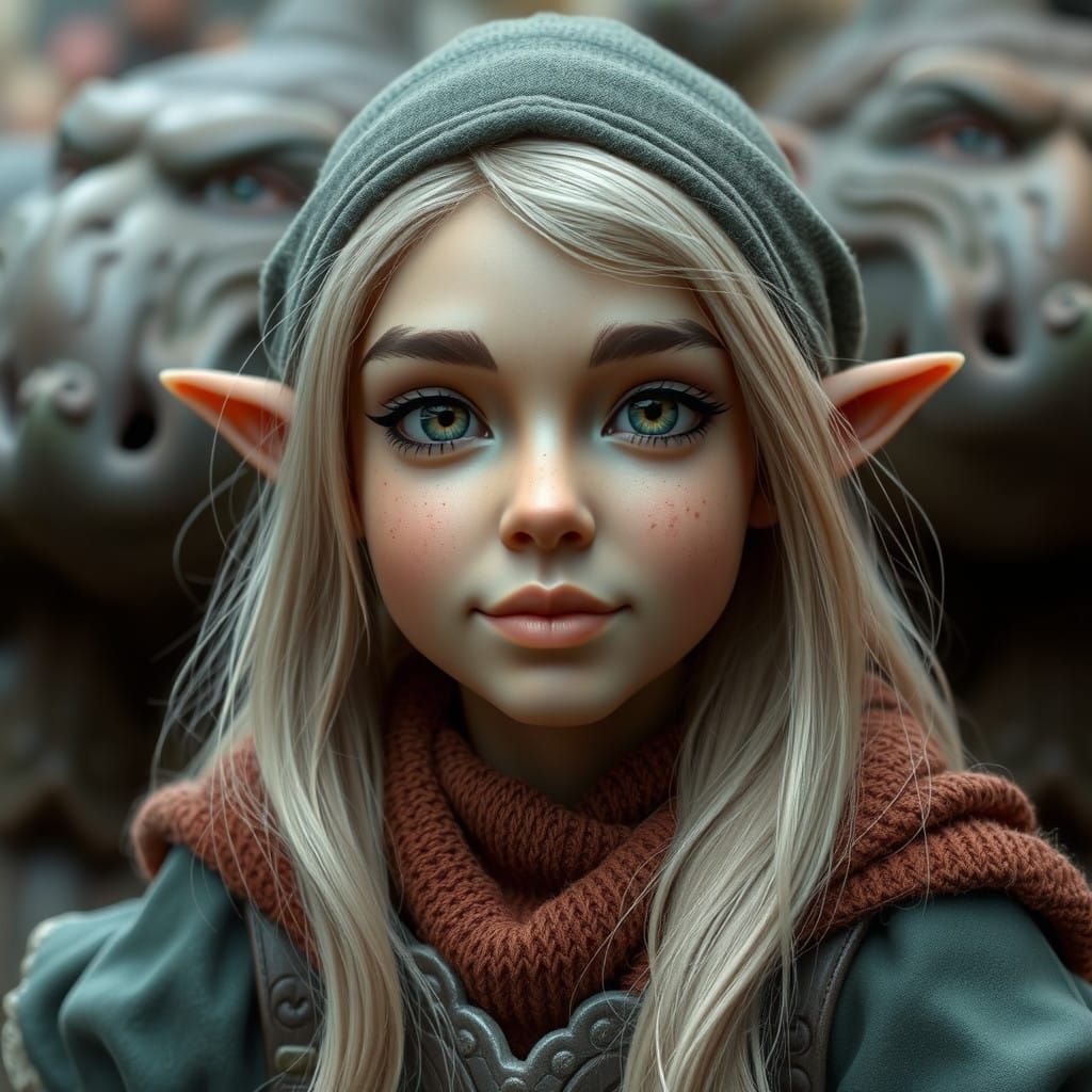 Portrait of a Female Dwarf in Realistic Style