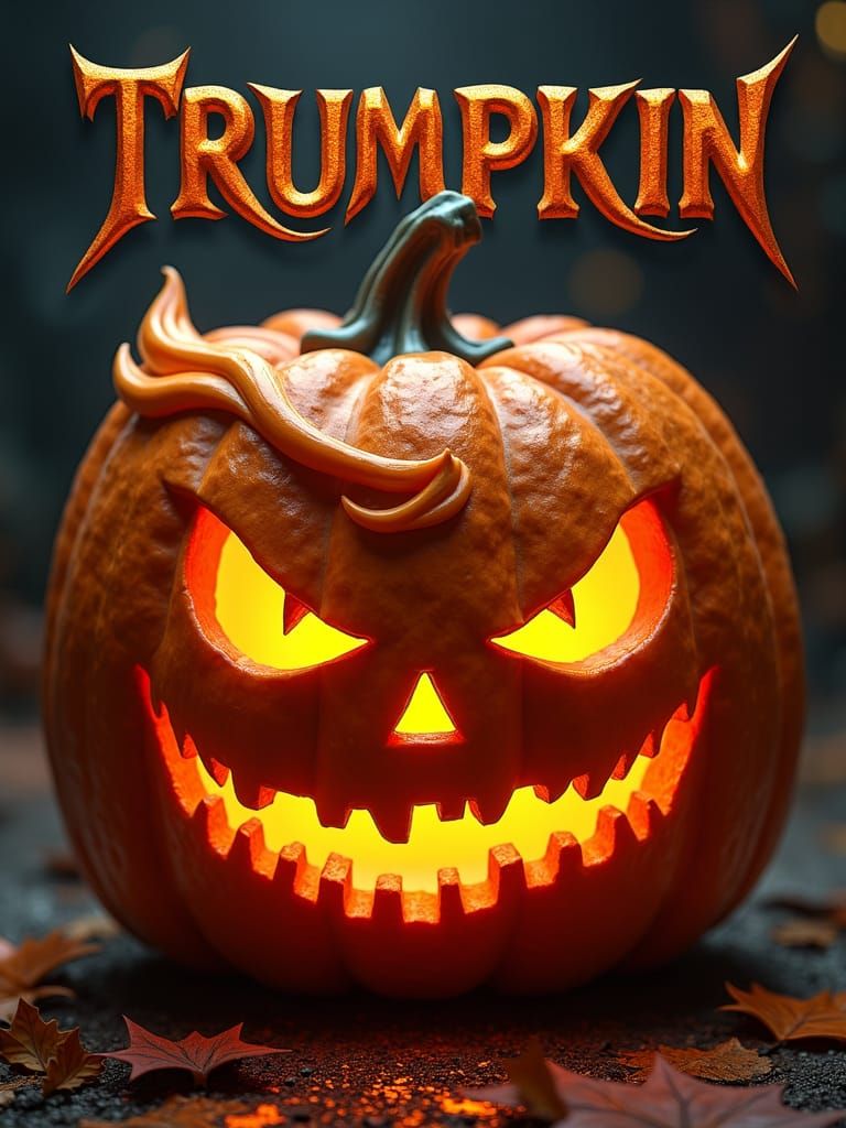 Trumpkin: Halloween Pumpkin with Political Hairstyle