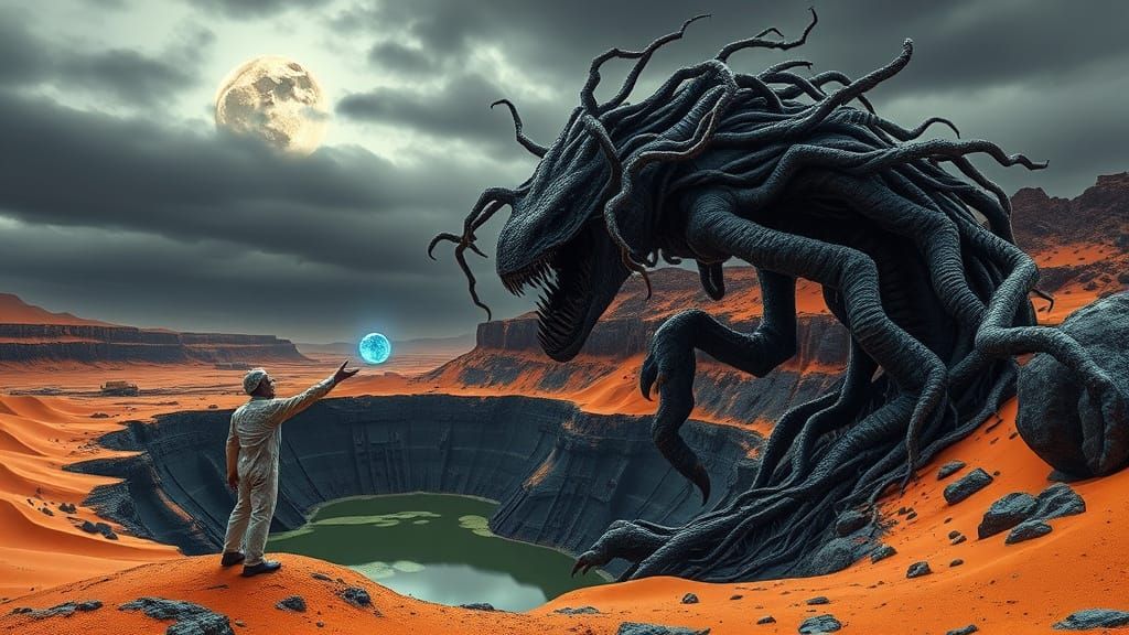 Alien Landscape: Root Creature and the Blue Orb