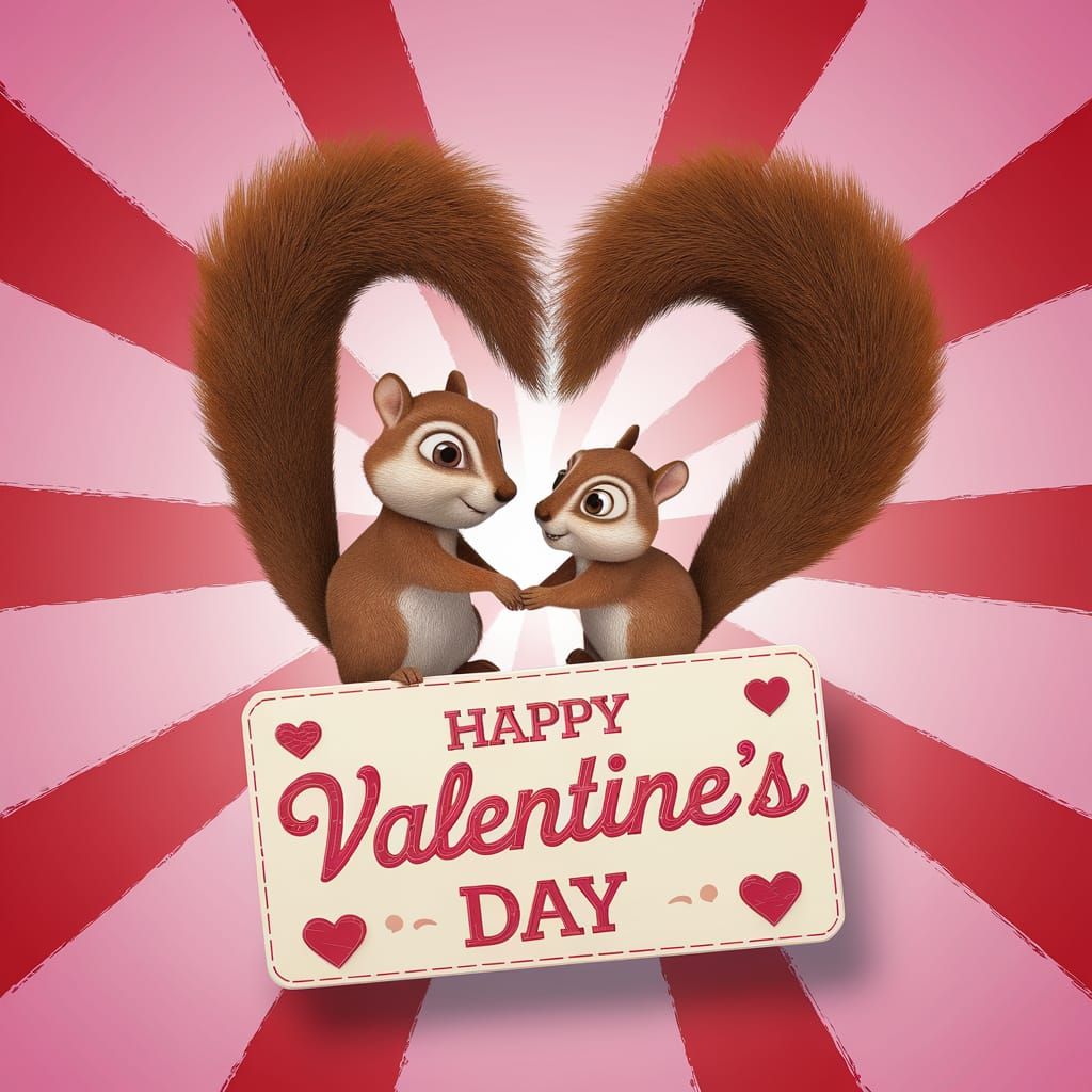 Pixar-Style 3D Squirrel Couple Forms Heart on Valentine's Da...