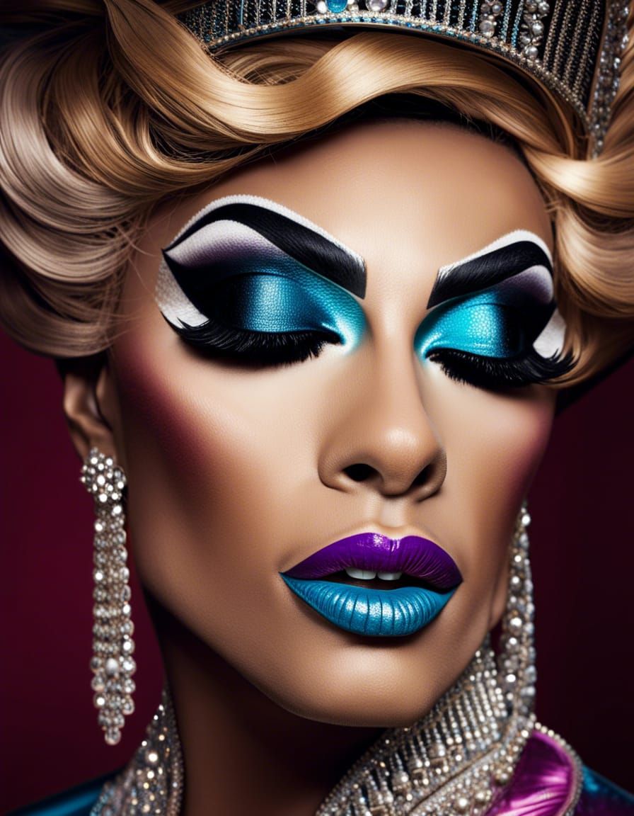 Hyperrealistic Portrait of a Beautiful Drag Queen
