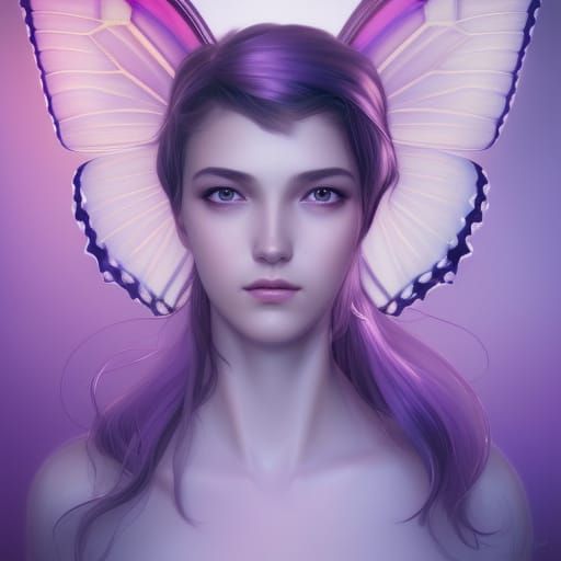 Detailed Portrait of a Purple Butterfly