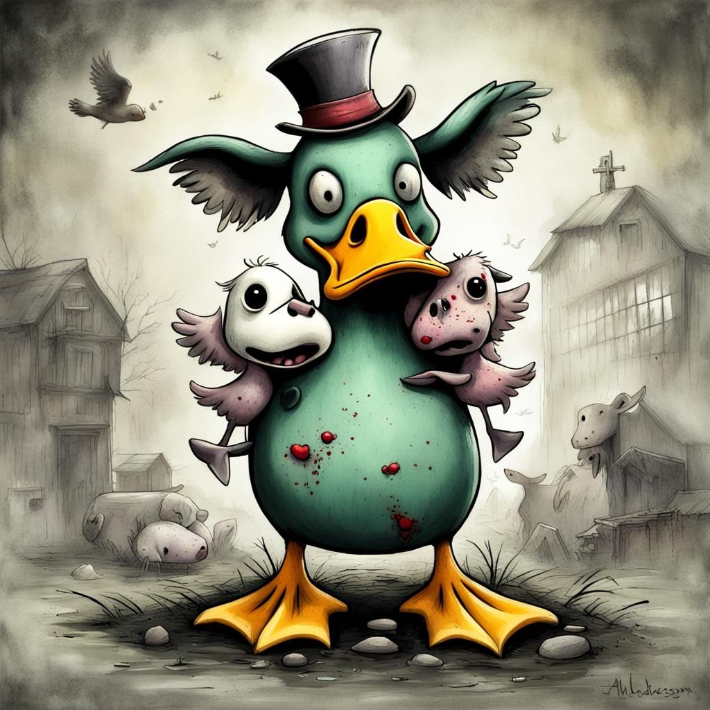 Zombie Duck's Affectionate Hug: Duckhugpunk Storybook Illust...
