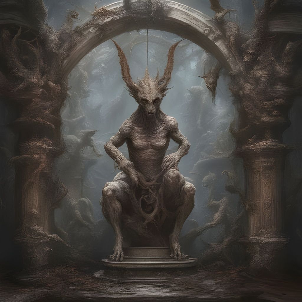 Gnostic Yaldabaoth in Mixed Media Oil Painting