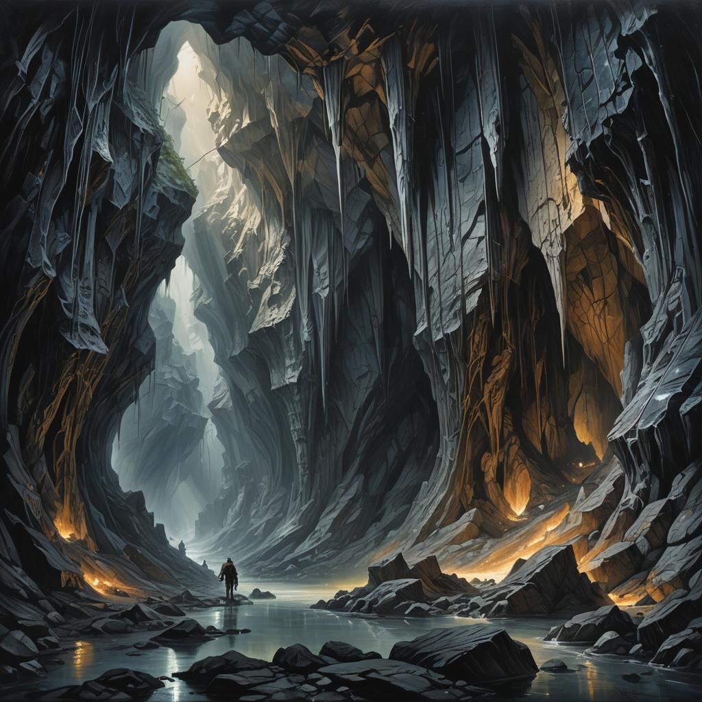 Epic Silver Vein Cavern: Mysterious Adventure Painting