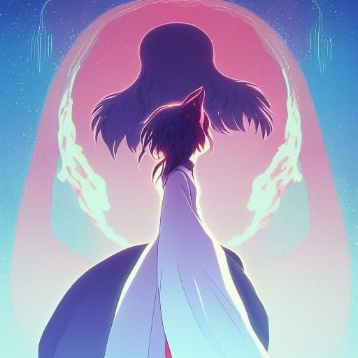 Kitsune Empress in Studio Ghibli Anime Style