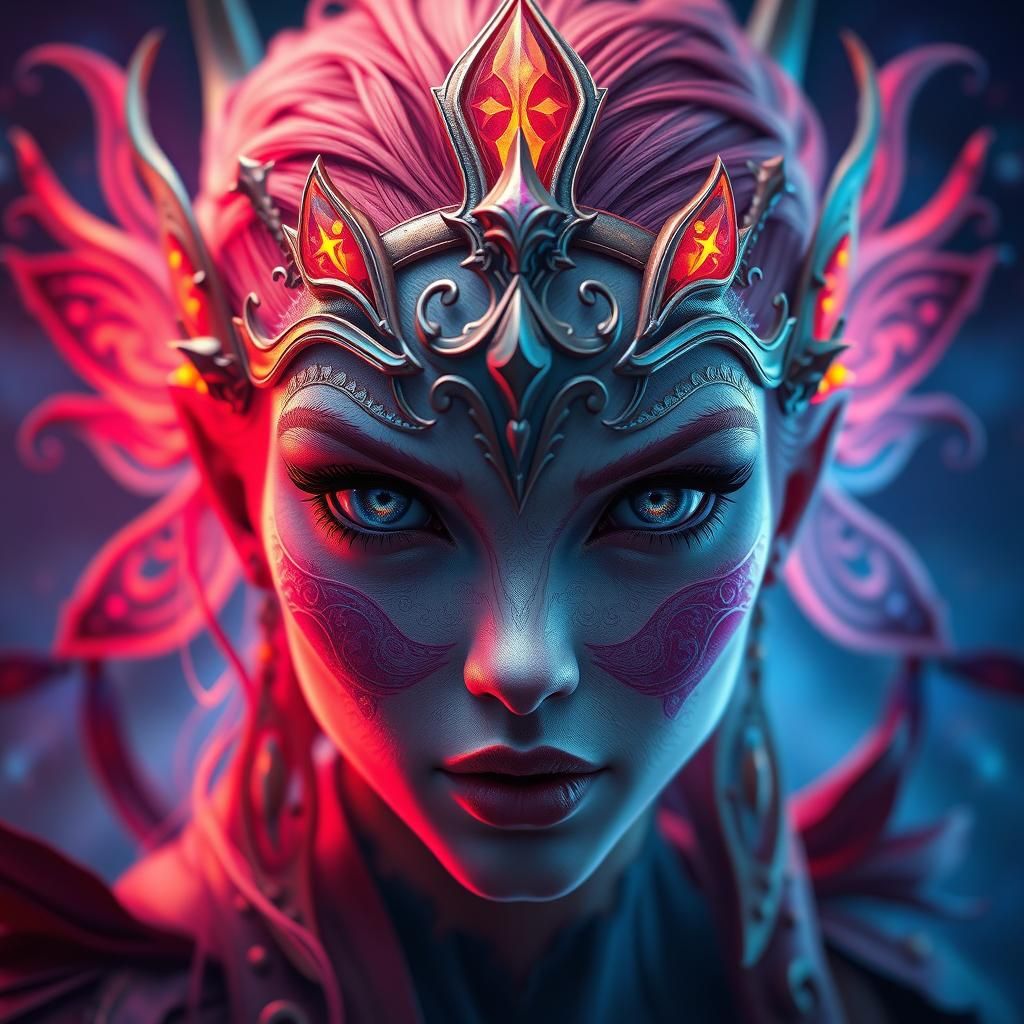 Fierce Fairy Face in Detailed Digital Painting