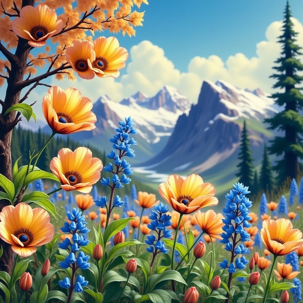 Metallic Mountain Blue Bells with Gemstone Colors