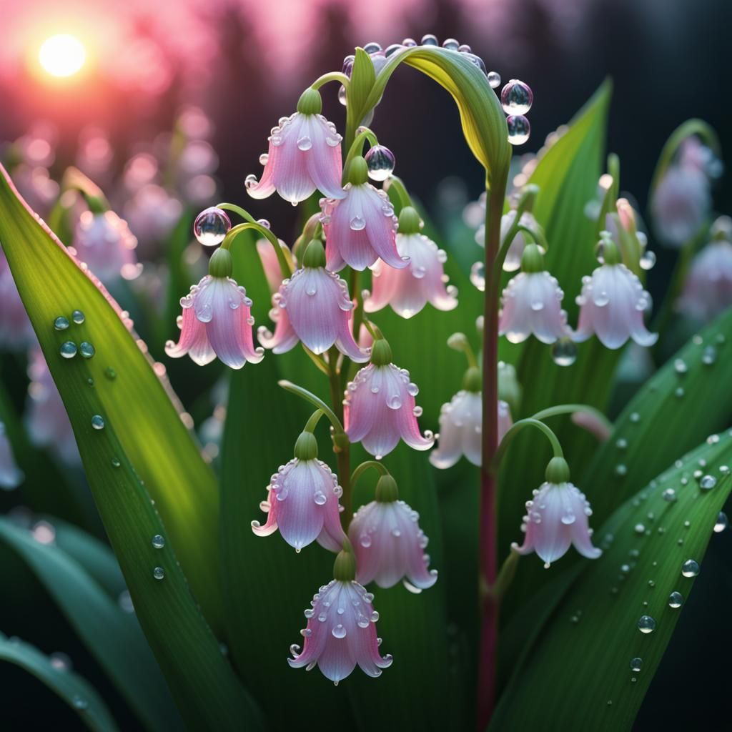 Pink Lily of the Valley at Sunrise
