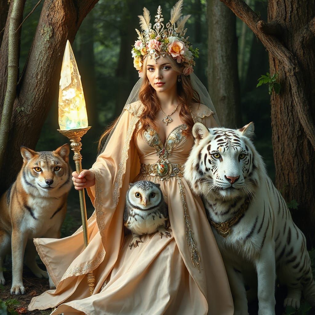 Enchanted Tiger Princess with Spirit Animals